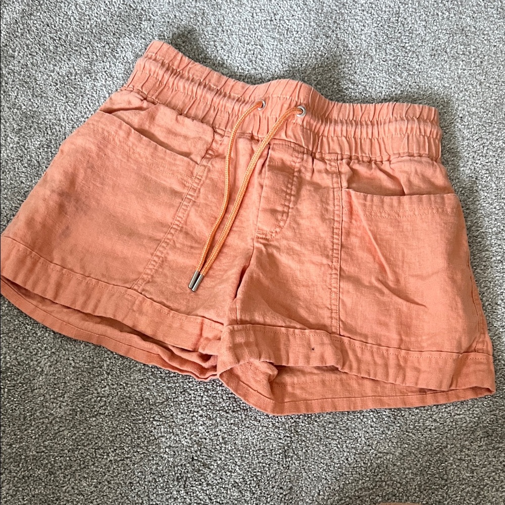 Athleta Women's Linen Orange Drawstring Shorts